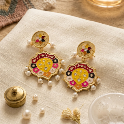 Multi Meenakari Jhumka